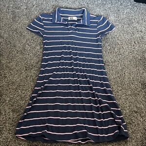 SO Blue and Pink Striped Casual Kids Dress